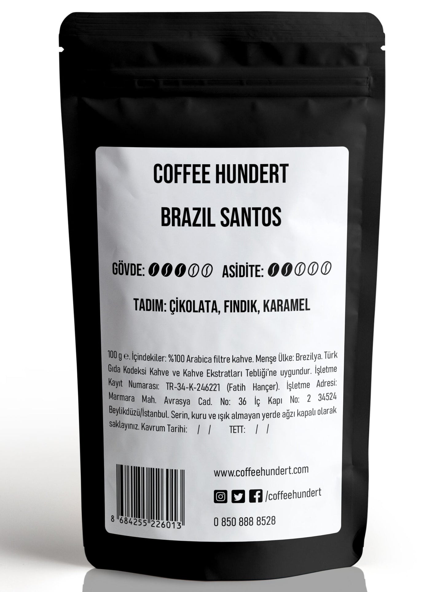 Coffee Hundert Brazil Santos Filtre Kahve 100 Gram.